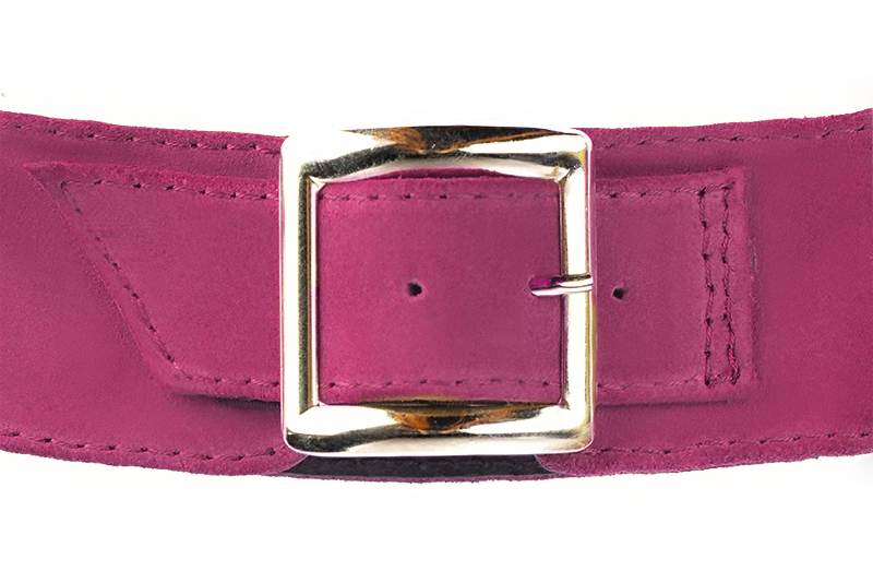 Fuschia pink women's calf bracelets, to wear over boots. Rear view - Florence KOOIJMAN